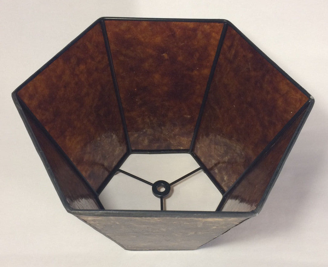 7" x 12" x 7 1/2" Antique Amber Hexagon Style Mica Bridge Floor Lamp Shade 703M