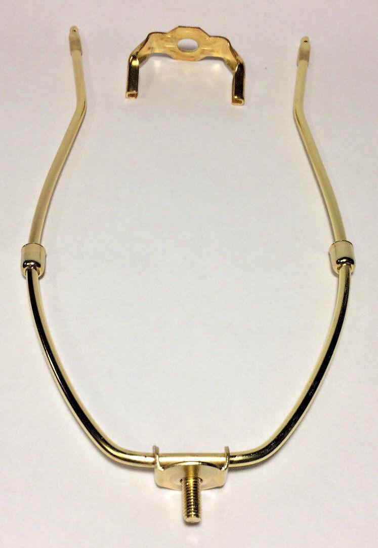 New 11 1/2" Brass Lamp HARP Shade Holder w/Base for Lamp Repair, Regular weight - Stone Door Lamps
