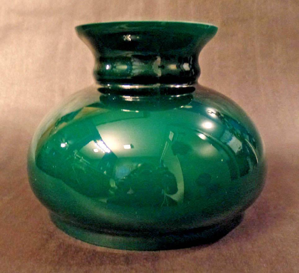 New 7" Cased Green Over Opal Plain Top Oil Student Table Glass Lamp Shade #7S637 - Stone Door Lamps