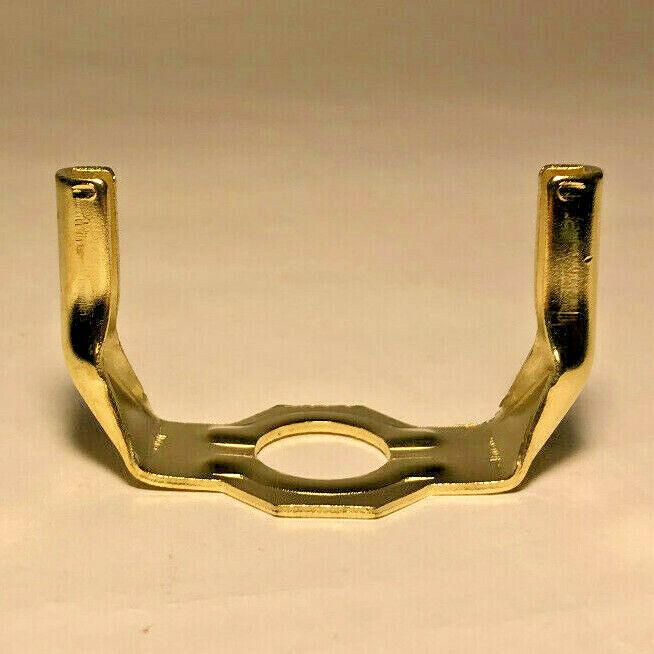 New Regular Weight Brass Plated Lamp Harp Base, Slips 1/4 IP (1/2") #HB771 - Stone Door Lamps