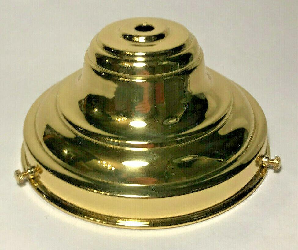 New Spun Brass 6" Fitter Fixture Shade Holder w Set Screws, Polished & Lacquered - Stone Door Lamps