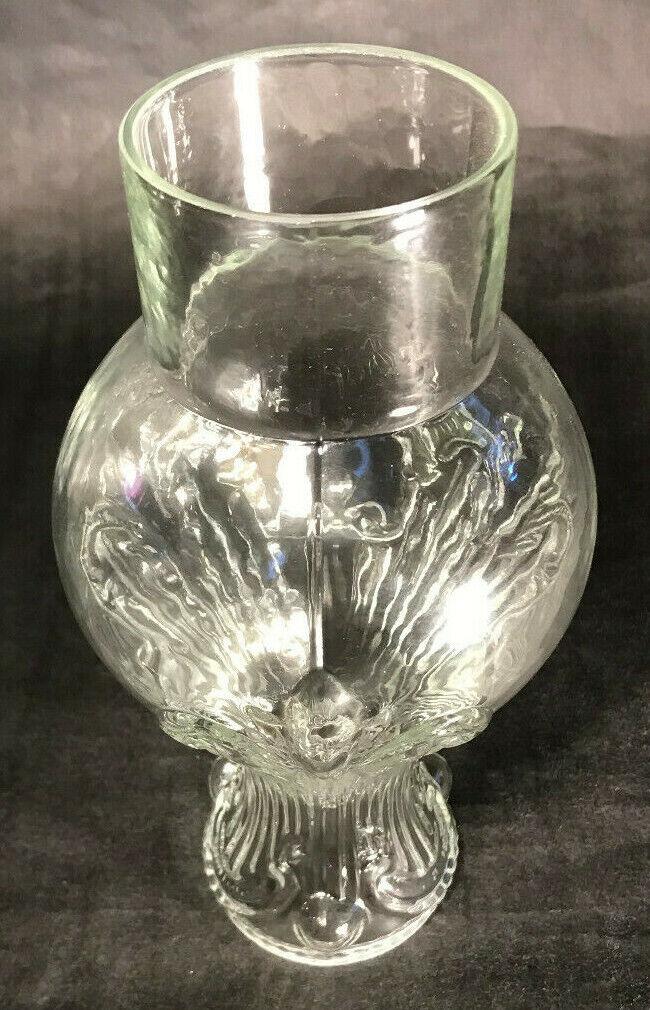 New 2 1/2" x 8 1/4" Clear Embossed Glass Princess Feather Lamp Chimney #CH007 - Stone Door Lamps