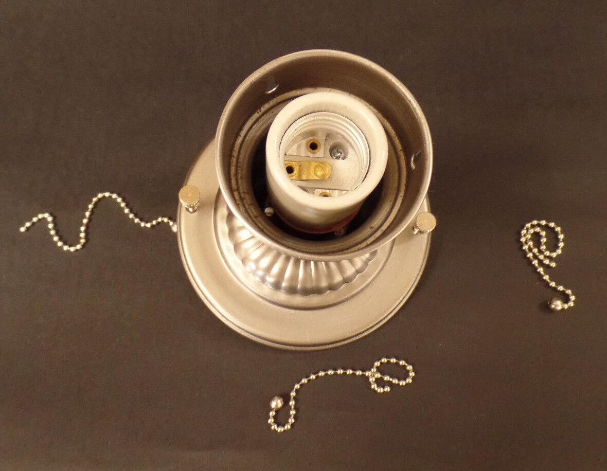 Steel Bead Chain Ceiling Light Fixture Hardware Set For 3 Hole Glass Shade #510S - Stone Door Lamps