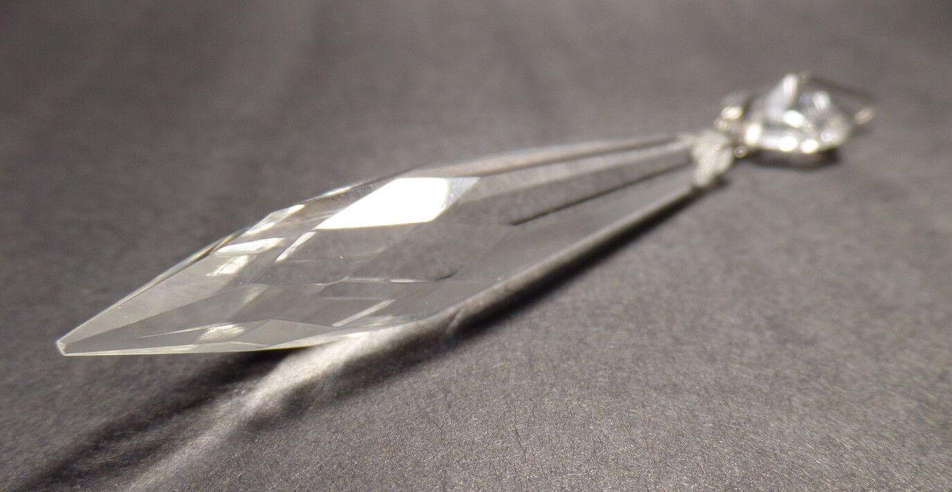 3" (76mm) LONG CLEAR CRYSTAL U - DROP PRISM, NICKEL PINS, SOLD INDIVIDUALLY #PR031 - Stone Door Lamps