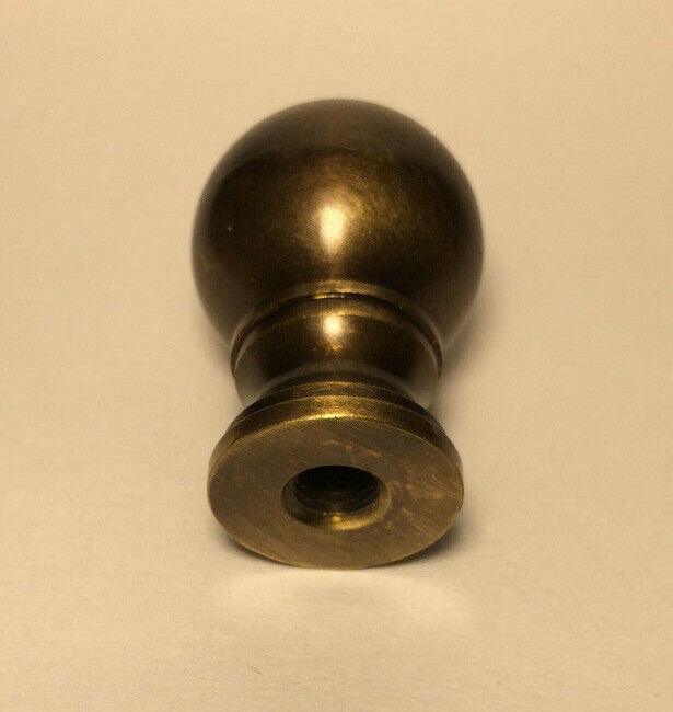 New Solid Brass Ball Style Lamp Finial w/ Antique Brass Finish 1 3/8" ht. LF820A - Stone Door Lamps