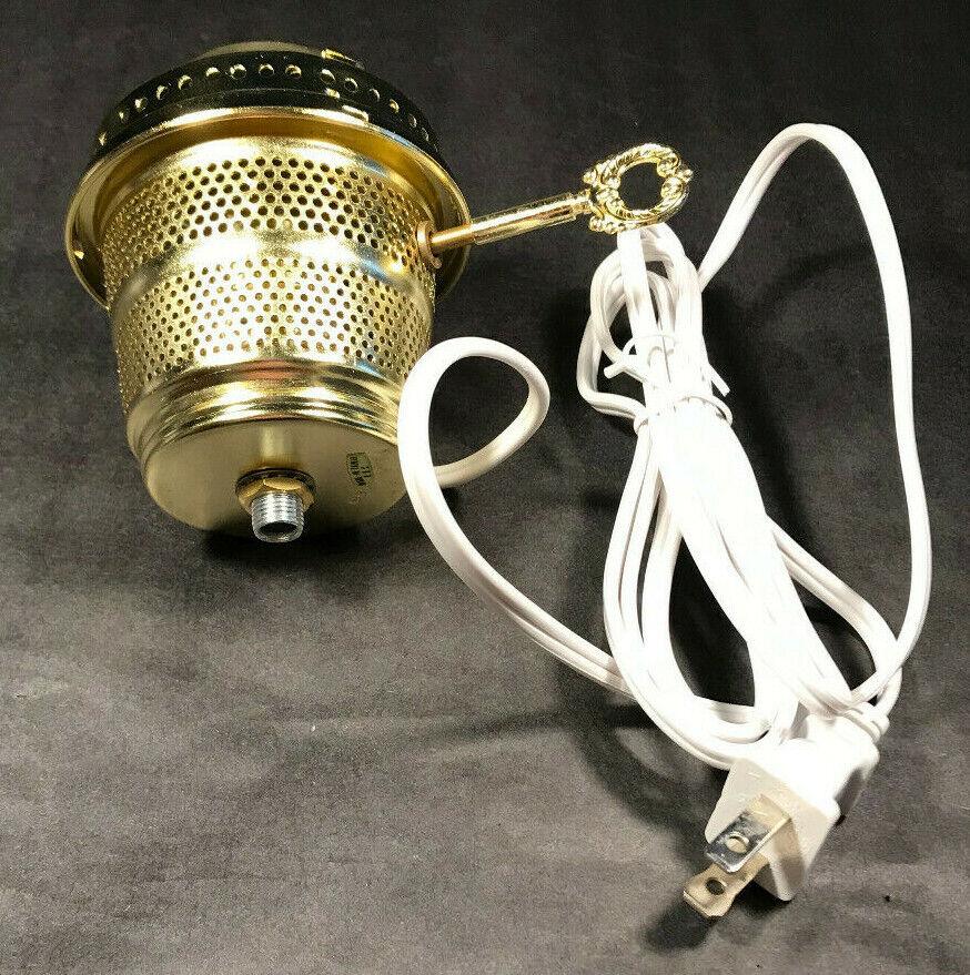 New Brass Electric Burner With 6ft. White Cord for Aladdin Brand Lamps #EB242 - Stone Door Lamps