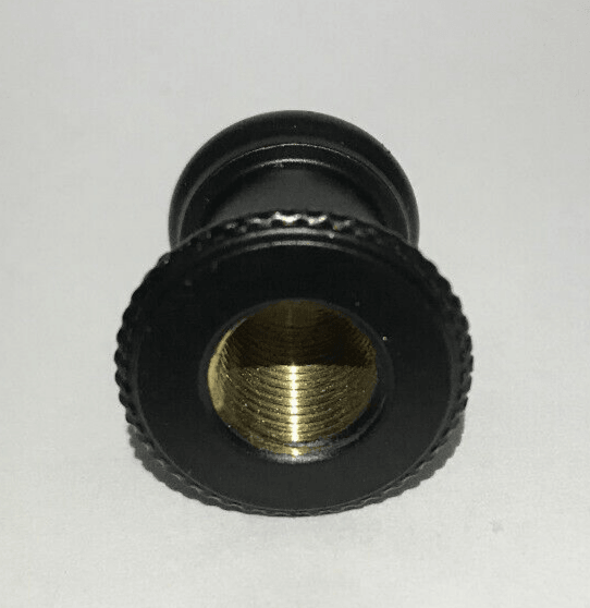 New Turned Brass Lamp Neck, Satin Black Finish, 1/8F Tap, 7/8" Ht. #BN946BK - Stone Door Lamps