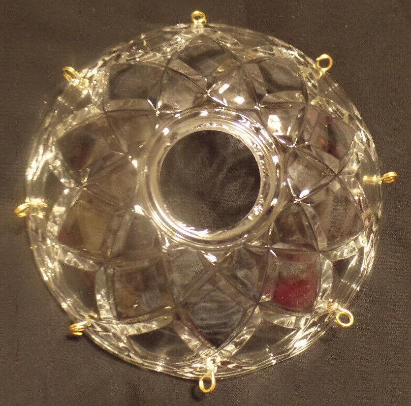 NEW 4" Pressed Glass Round Lamp Prism Chandelier Bobeche w/ 8 Brass Pins #BB909 - Stone Door Lamps