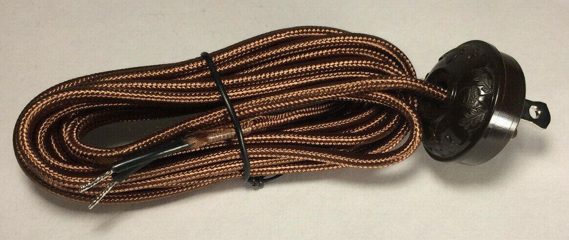 New 10 ft. Brown Rayon Lamp Cord Set with Antique Style Acorn Plug #CS860 - Stone Door Lamps