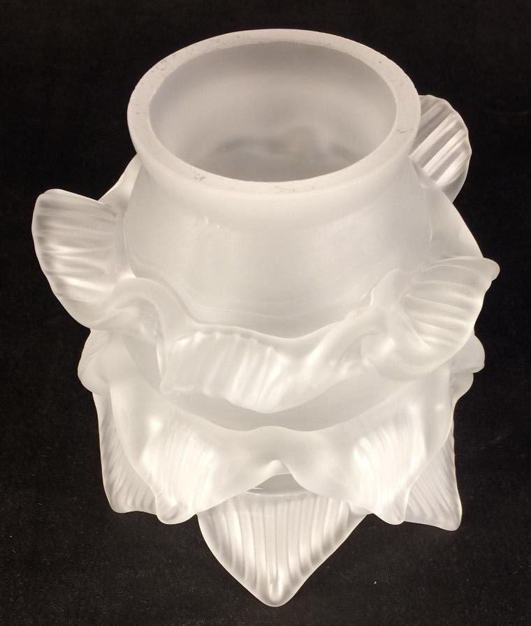 New Satin Crystal Etched Glass Rose Petal Fixture Lamp Shade 2 1/4" Fitter FS547 - Stone Door Lamps