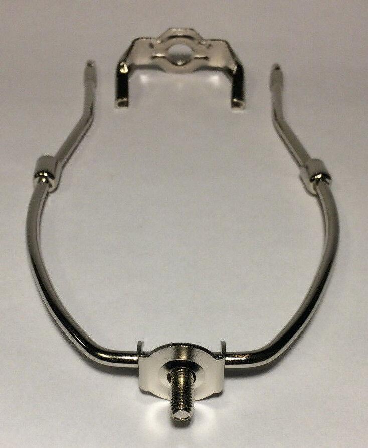 New 7 1/2" Nickel Finish Lamp HARP Shade Holder w/Base for Lamp Repair #HAR55N - Stone Door Lamps