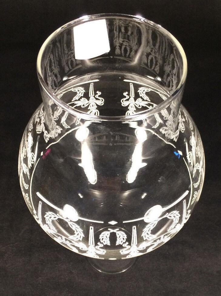 3" x 9 1/4" Clear Diana Decorated Oil Lamp Glass Chimney #2 burner & 3" gallery - Stone Door Lamps