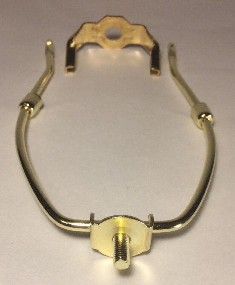 6" Brass Plated Lamp Harp with Base & Protective Coating, regular weight #HAR80 - Stone Door Lamps