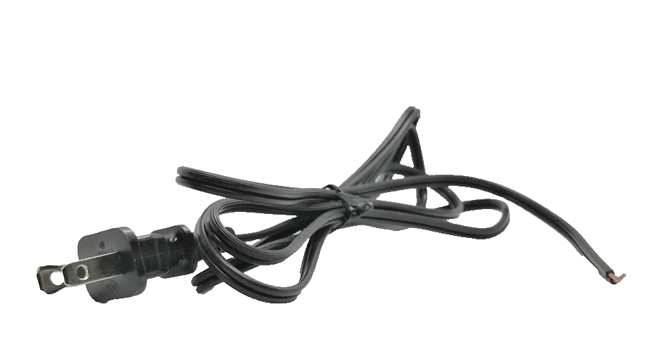 NEW 6' Black Lamp Cord Plug Set, 18/2 Plastic Covered SPT-1, U.L., CS704