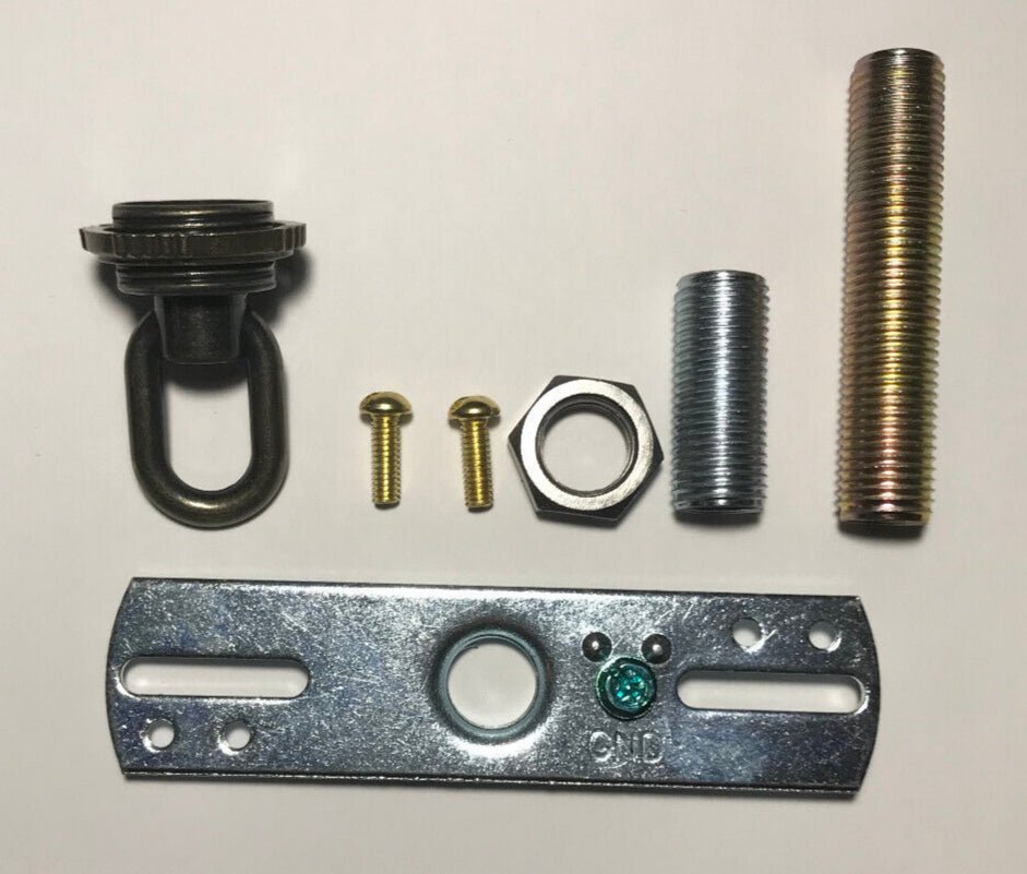 New Antique Brass Finish Screw Collar Loop Canopy Hardware Kit Set #CK933A - Stone Door Lamps