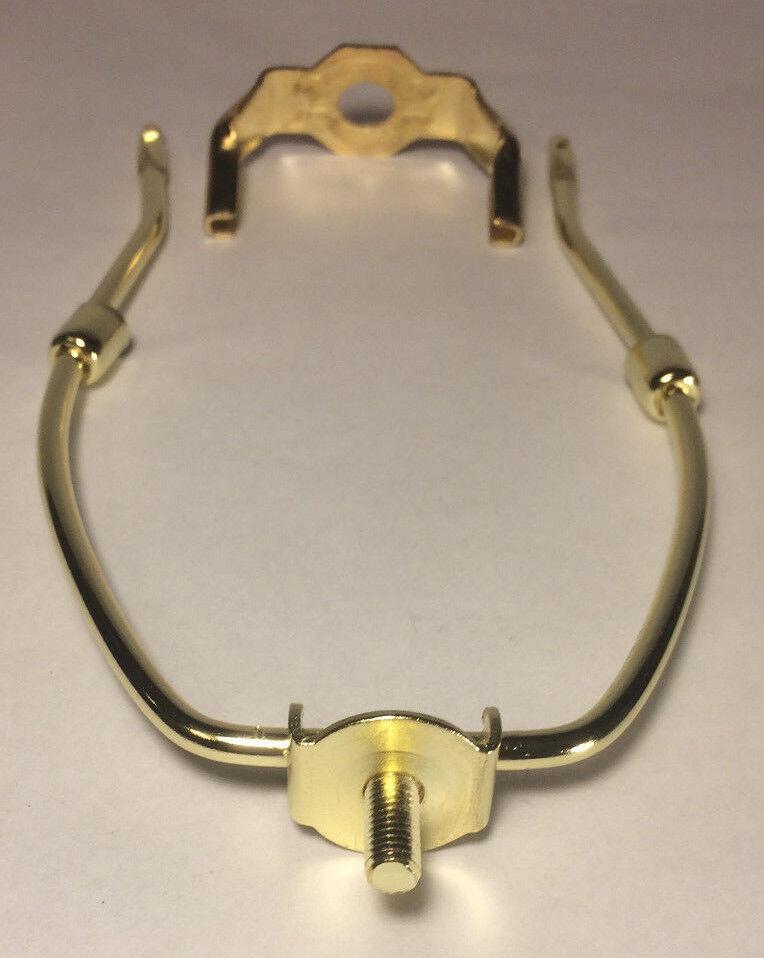 6 1/2" Brass Plated Lamp Harp with Base & Protective Coating, regular weight - Stone Door Lamps