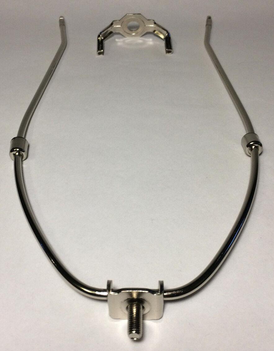 New 14" Nickel Finish Lamp HARP Shade Holder w/Base for Lamp Repair #HAR66N - Stone Door Lamps