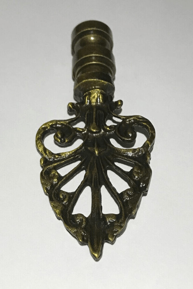 New 3 3/8" Brass Decorative Lamp Finial, Antique Brass Finish, 1/4 - 27F, #BF116A - Stone Door Lamps