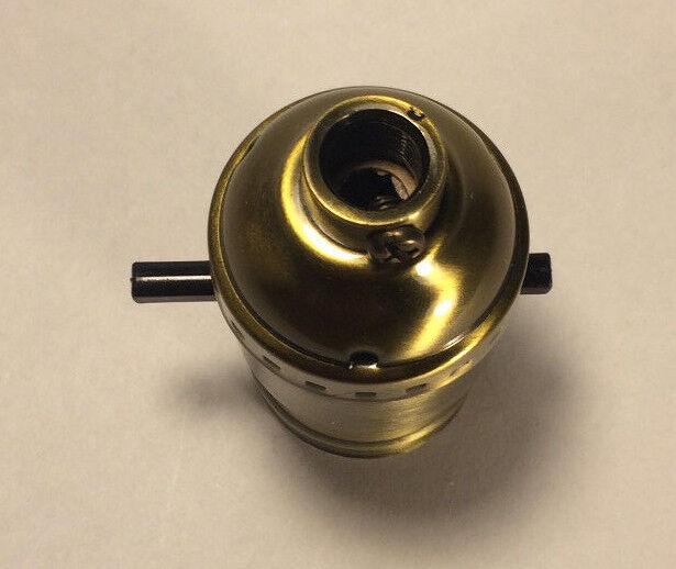 On/Off Function Antique Brass Push - Thru Lamp Socket Early Electric Style #SO281A - Stone Door Lamps