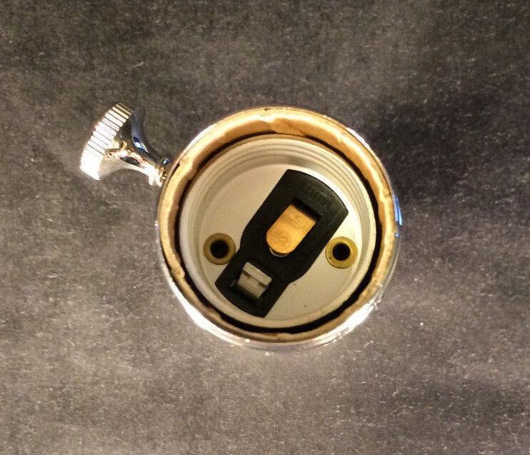 3 - way Uno Thread Brass Early Electric Industrial Style Lamp Socket Nickel finish - Stone Door Lamps