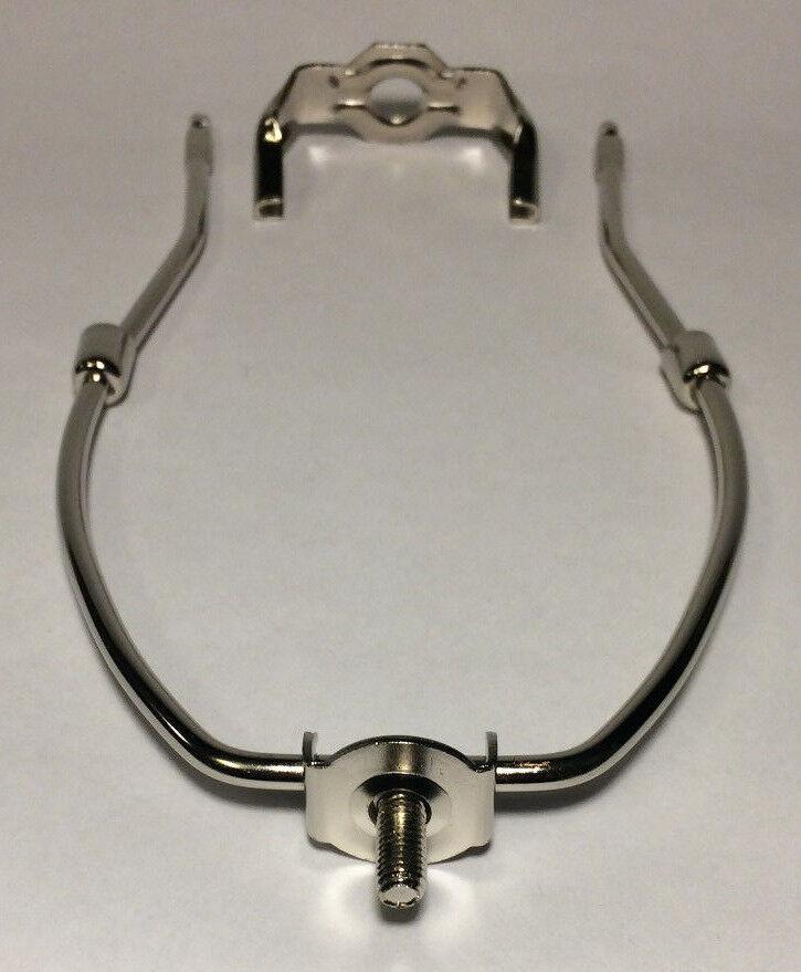 New 6 1/2" Nickel Finish Lamp HARP Shade Holder w/Base for Lamp Repair #HAR81N - Stone Door Lamps
