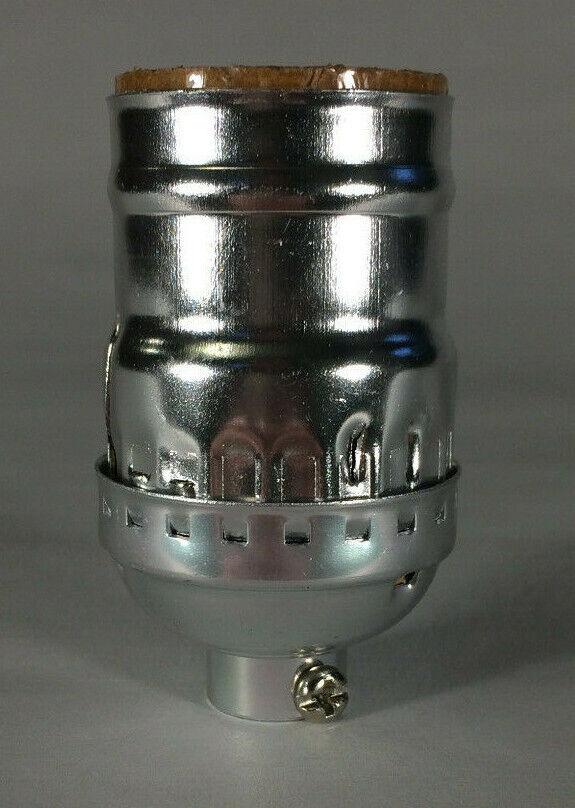 New Short Keyless Lamp Socket, Medium Base (E26), Nickel Finish #CS348N - Stone Door Lamps