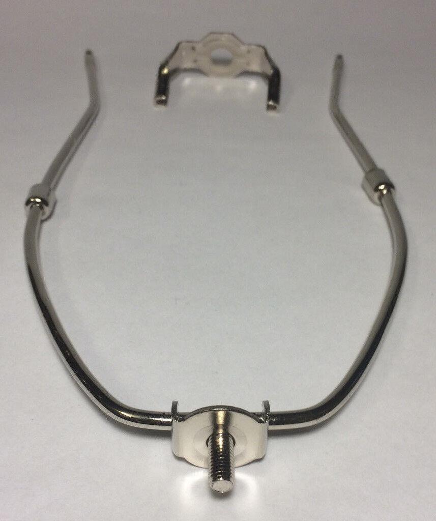 New 9" Nickel Finish Lamp HARP Shade Holder w/Base for Lamp Repair #HAR58N - Stone Door Lamps
