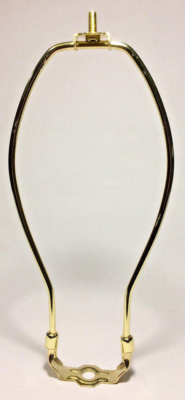 New 9 1/2" Brass Plated Heavy Duty Lamp Harp w/ Base & Protective Coating #HAR45 - Stone Door Lamps