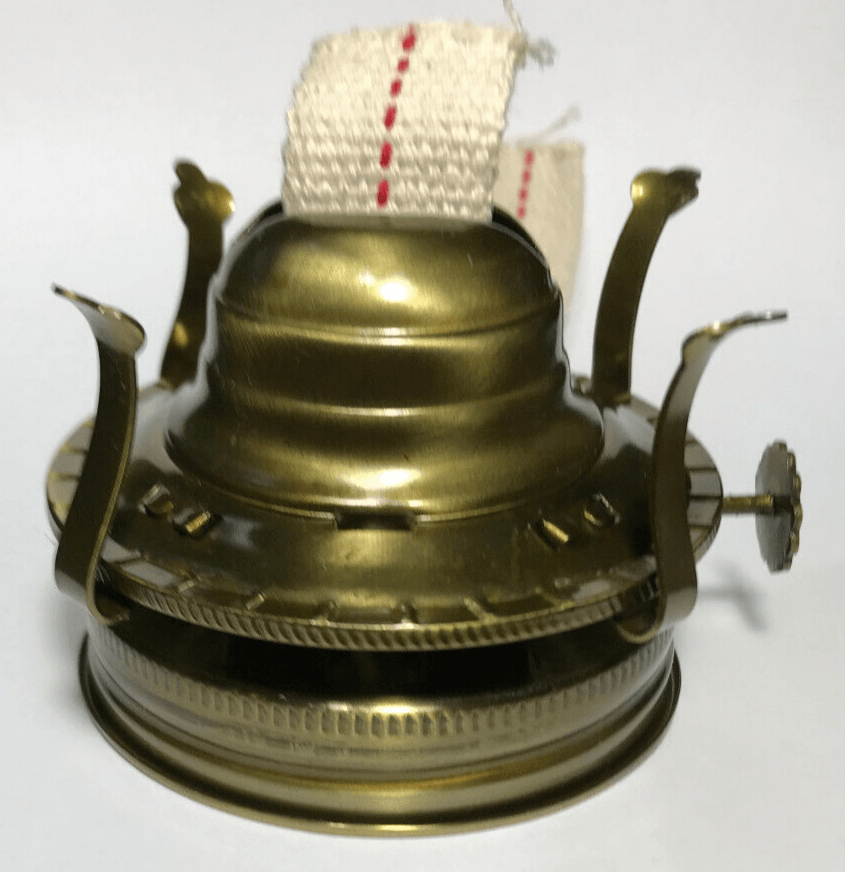 New #2 Antique Brass Mason, Fruit Jar Oil Lamp Burner Adapter With Wick #MB286A - Stone Door Lamps