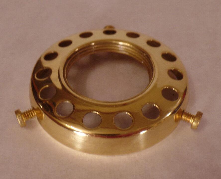 NEW 2 1/4" Fitter Screw - on Uno - type Shade Holder Polished & Lacq. Brass #SHH86 - Stone Door Lamps