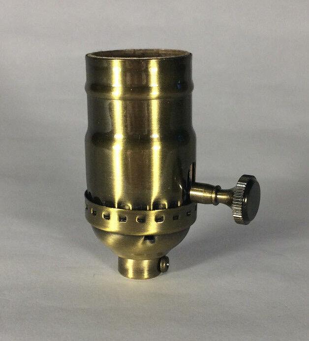 On/Off Function Antique Solid Brass Industrial Style Turn Knob Lamp Socket #274A - Stone Door Lamps