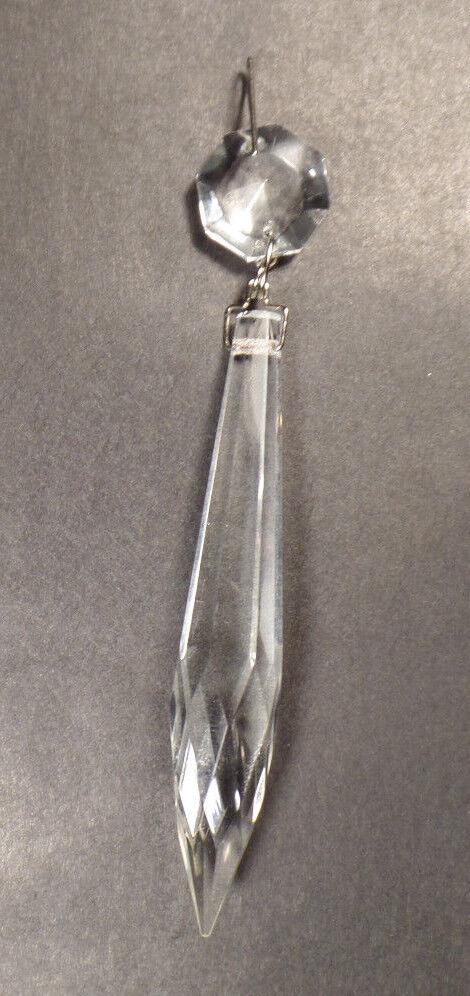3" (76mm) LONG CLEAR CRYSTAL U - DROP PRISM, NICKEL PINS, SOLD INDIVIDUALLY #PR031 - Stone Door Lamps