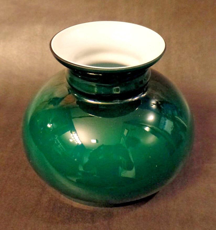 New 7" Cased Green Over Opal Plain Top Oil Student Table Glass Lamp Shade #7S637 - Stone Door Lamps