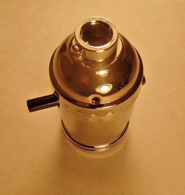 On/Off Solid Brass Early Electric Style Uno Push - Thru Nickel Lamp Socket #SO280N - Stone Door Lamps