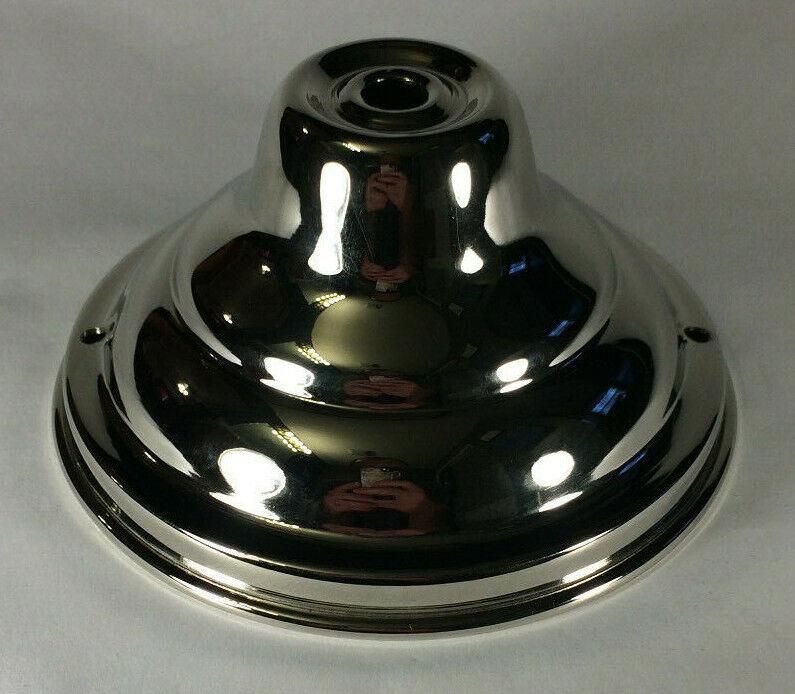 New 5 1/4" Diameter Brass Fixture Canopy w/ Nickel Finish, 2 3/4" Deep, #CA830N - Stone Door Lamps