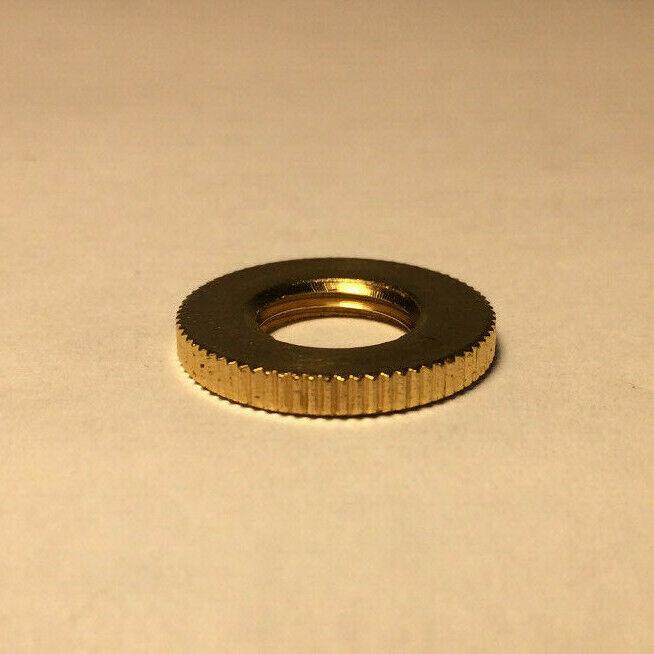 New Burnished & Lacquered Brass Knurled Locknut, 1/8F Threads, 3/4" O.D. #LN720 - Stone Door Lamps