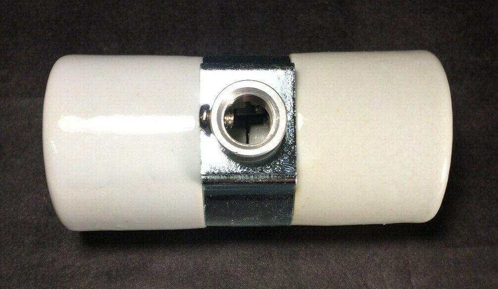 New Twin Medium Base Glazed Porcelain Lamp Socket w/ Single 1/8 IP Bushing Strap - Stone Door Lamps