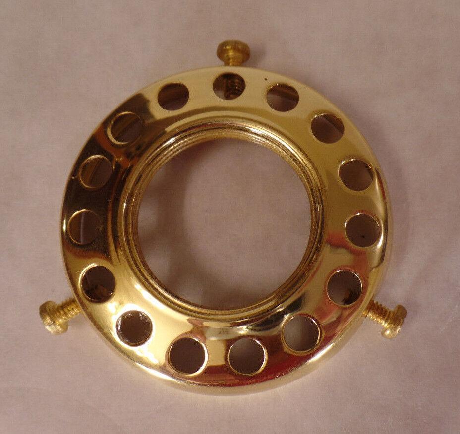 NEW 2 1/4" Fitter Screw - on Uno - type Shade Holder Polished & Lacq. Brass #SHH86 - Stone Door Lamps