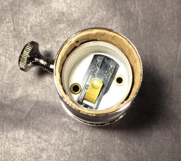 On/Off Function Nickel Solid Brass Industrial Style Turn Knob Lamp Socket SO274N - Stone Door Lamps