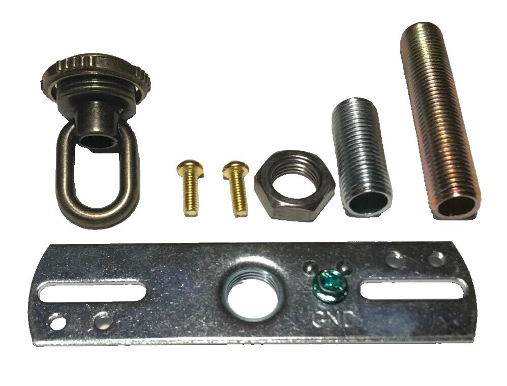 New Antique Brass Finish Screw Collar Loop Canopy Hardware Kit Set #CK933A - Stone Door Lamps
