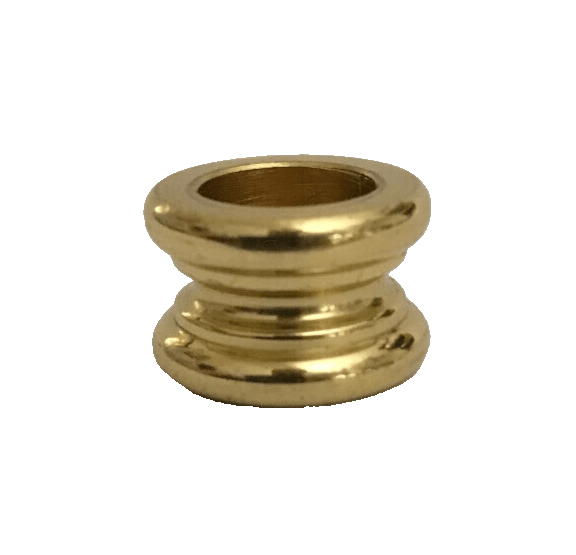 New Turned Brass Lamp Neck, Burnished & Lacquered, 1/8 IP Slip, 7/16" Ht #BN870 - Stone Door Lamps