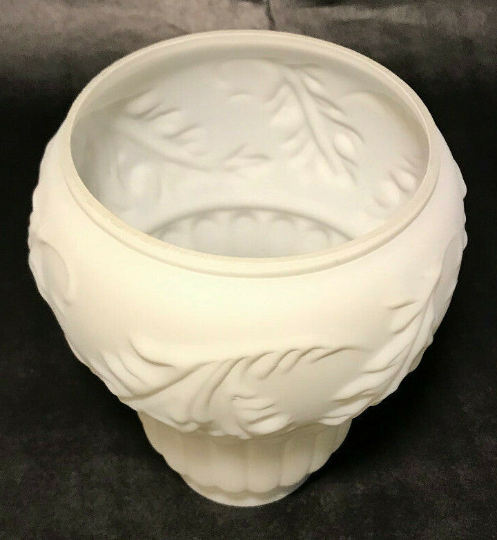 New Satin White Early Style Embossed Leaves Fixture Shade, 2 1/4" Fitter, #FS406