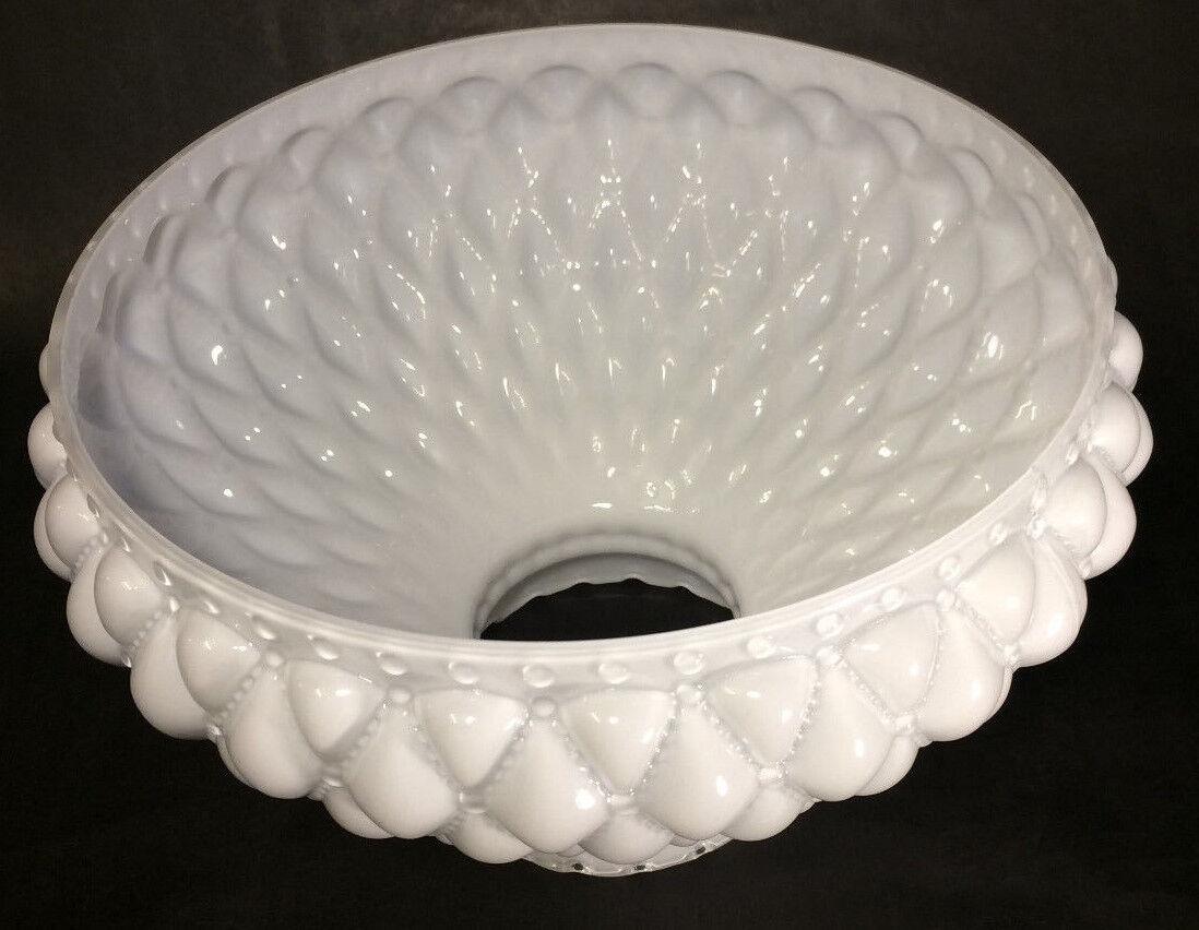 10" Cased Opal White Diamond Quilted Quilt Oil Kerosene Lamp Shade fits Aladdin - Stone Door Lamps