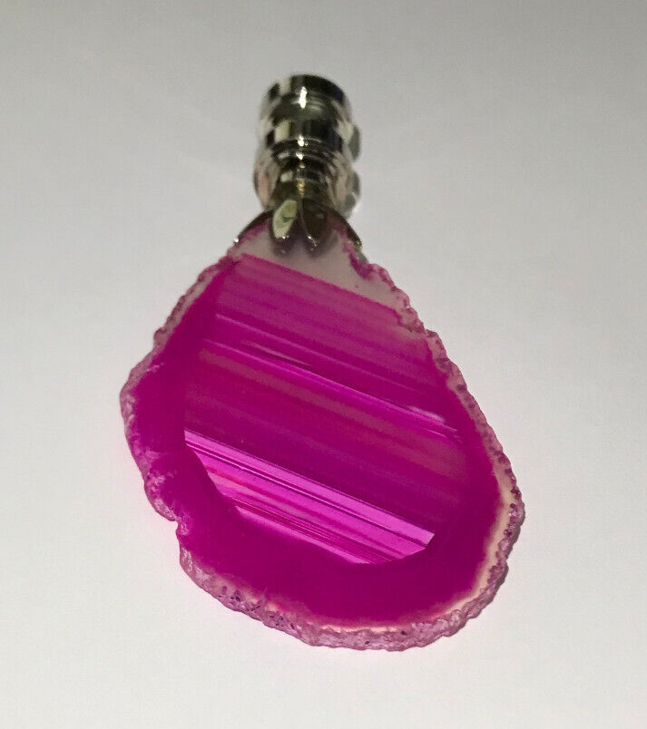 New 2.5"-3.5" Natural Pink Agate Stone Lamp Finial, Nickel Base, 1/4-27F, #053NK