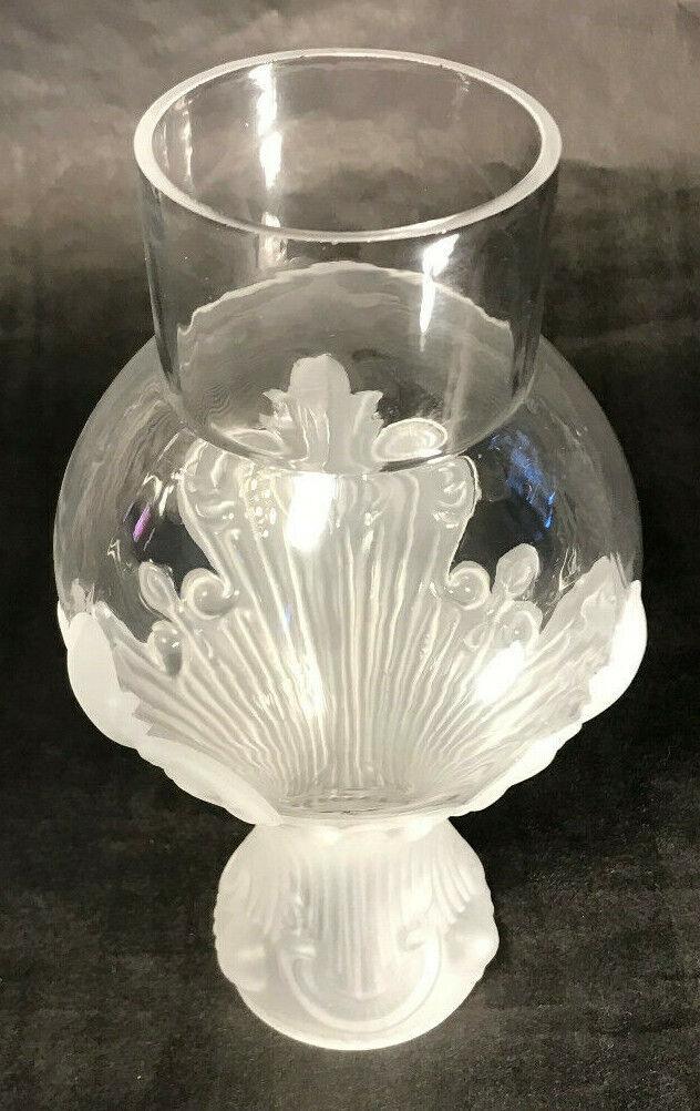 New 2.5" x 8 1/4" Frosted & Clear Embossed Glass Princess Feather Lamp Chimney - Stone Door Lamps