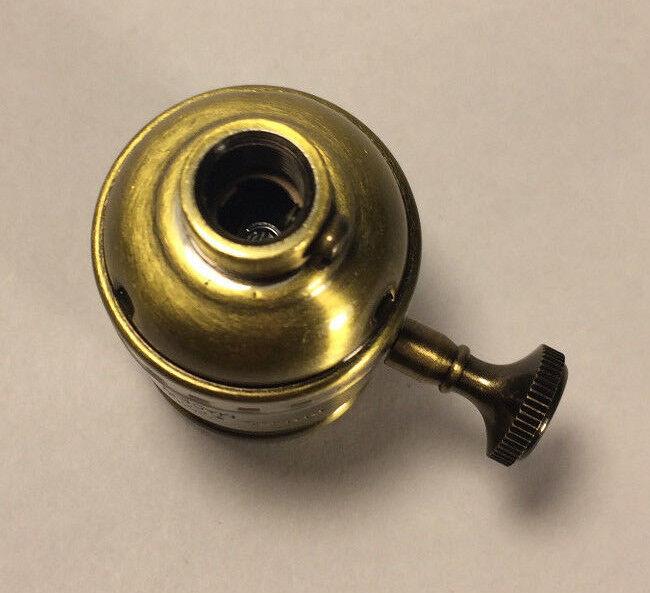 On/Off Uno Thread Antique Brass Industrial Style Turn Knob Lamp Socket #272A - Stone Door Lamps