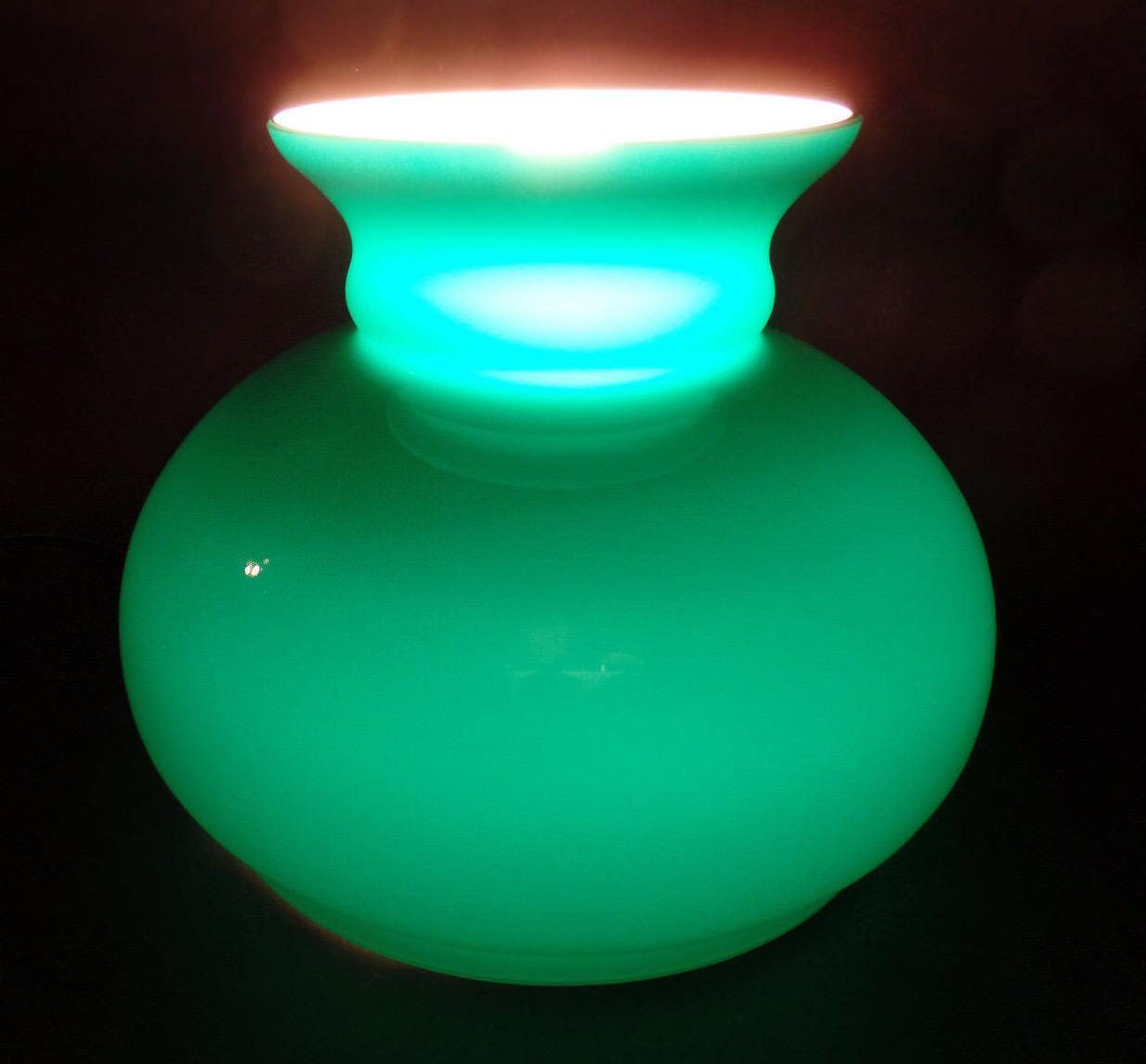 New 7" Cased Green Over Opal Plain Top Oil Student Table Glass Lamp Shade #7S637 - Stone Door Lamps