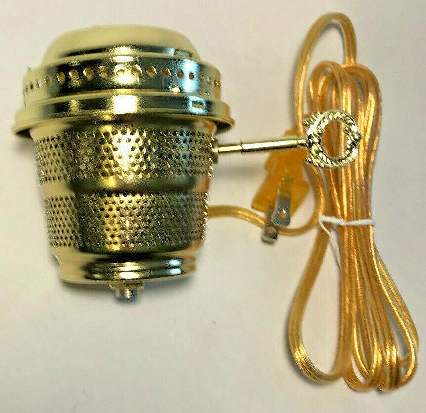 New Brass Electric Burner With 6ft. Gold Cord for Aladdin Brand Lamps #EB243 - Stone Door Lamps
