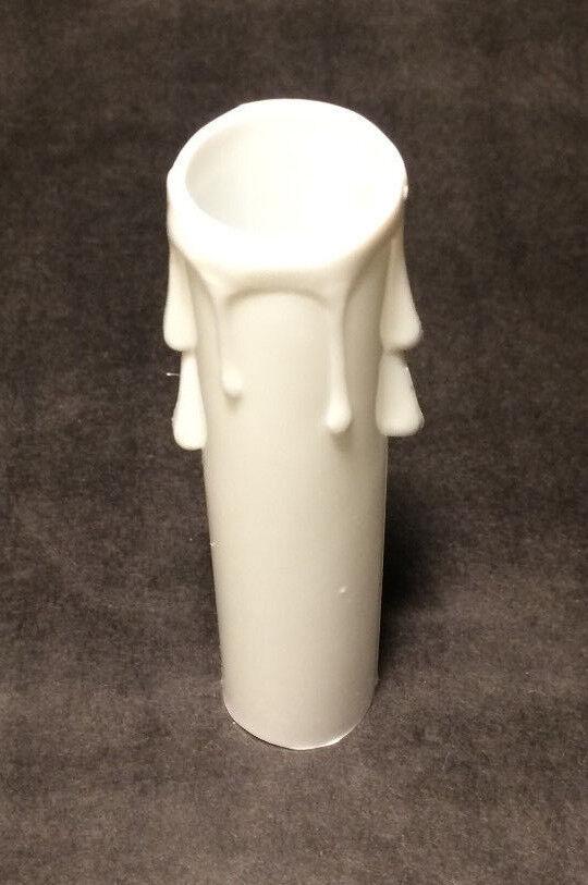 New 4" WHITE PLASTIC CANDELABRA SOCKET Chandelier CANDLE COVER WITH DRIPS #CC801 - Stone Door Lamps