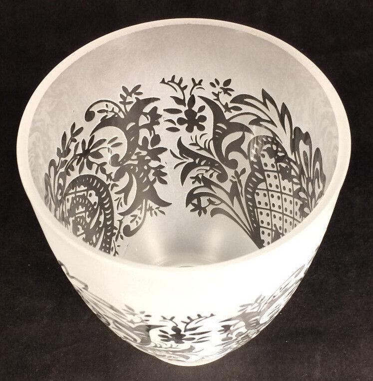 New 2 1/4" Fitter, 5" Ht. Venicia Satin Etched Fixture Shade With Clear Filigree - Stone Door Lamps